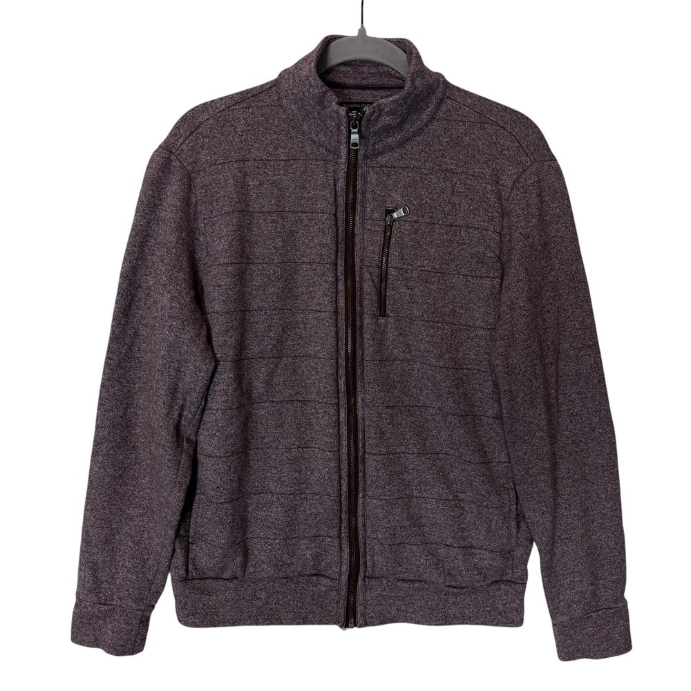 Banana Republic Jacket Mens Small Purple Knit Full Zip Bomber‎ Pockets Casual